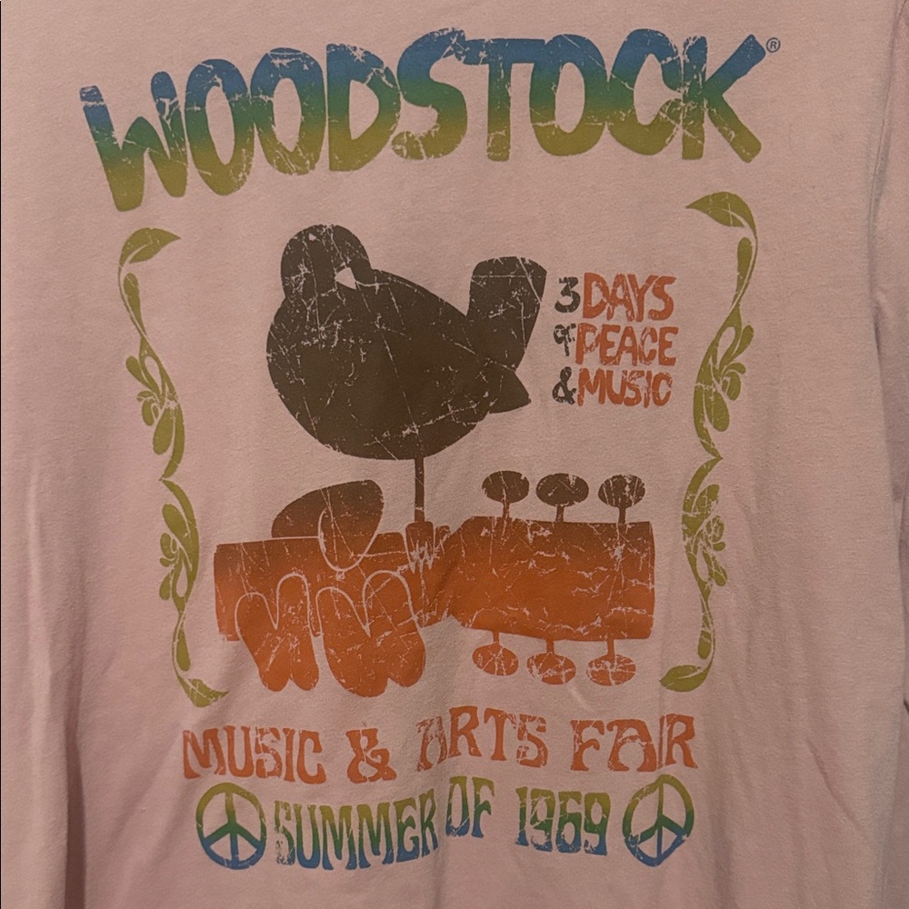 Woodstock “3 Days of Peace & Music” Long Sleeve Tee — Pink Paradigm (S) - Picture 3 of 8